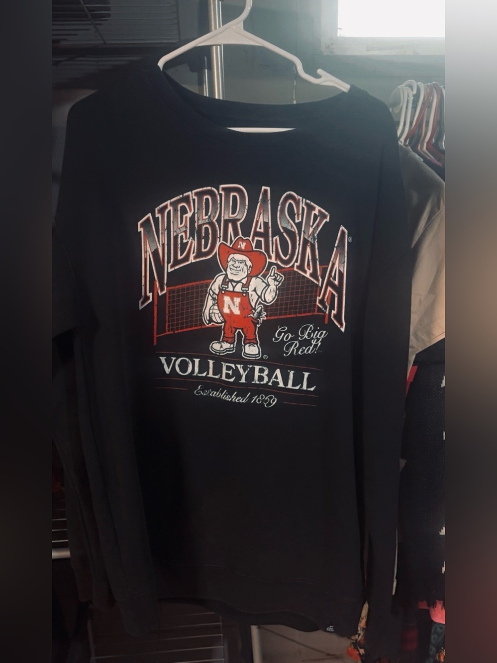 Nebraska Black & Red Crewneck Sweatshirt - Volleyball Graphic